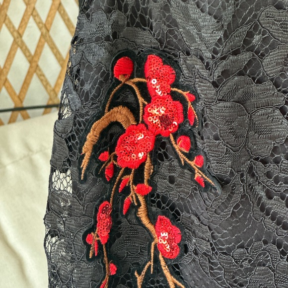 Nicole Miller Black Red Lace Sleeveless Christmas Holiday NYE Dress  Sz 12 - Picture 5 of 11